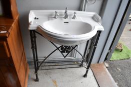 Heritage White Porcelain Sink on Wrought Iron Stan
