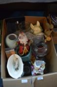 Pottery, Glassware, and Christmas Ornaments etc.