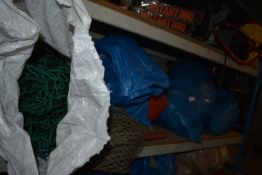 Contents of Shelf to Include Assorted Rope, Fishin