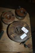 Three Vintage Wood Fishing Reels