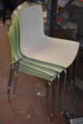 Five Green & White Stackable Chairs