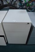 White Metal Three Drawer Filing Cabinet