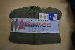 Andy & Evan Child’s 2pc Green Hooded Zip Up & Joggers Set Size: 7 years