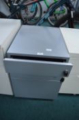 Grey Metal Three Drawer Filing Cabinet with Key