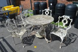 Painted Aluminium Circular Garden Table with Four