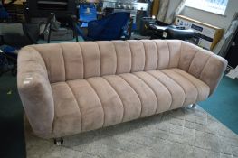 *Three Seat Dusty Pink Velvet Plush Sofa