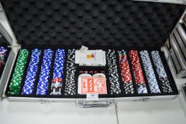 Large Aluminium Case Containing Poker Chips, Dice,