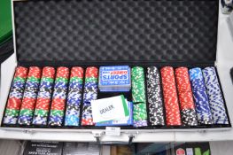 Large Aluminium Case Containing Poker Chips and Ca