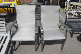 *Pair of Metal Framed Mesh Back Garden Chairs