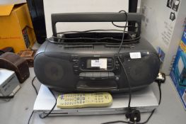 Sanyo Portable Twin Cassette Player, and a JVC DVD