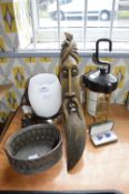 Assorted Items Including Lamps, Pie Mould, and a P
