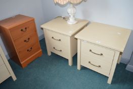 Pair of Bedside Cabinets, and a Three Drawer Chest