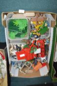 Plastic Zoo Animals and a Combine Harvester