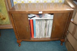 Vintage Record Cabinet and Contents