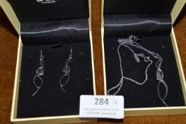 925 Sterling Silver Pendant and Earring Set by Dew