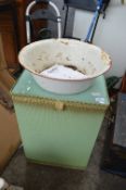 Vintage Laundry Basket and an Enameled Bowl