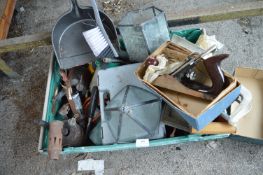 Assorted Tools and Garden Items Including Woodwork