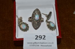 925 Sterling Silver Ring and Matching Earrings wit