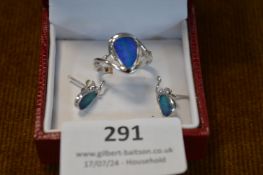 Sterling Silver Ring with Blue Gemstones and Match