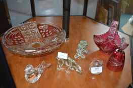 Decorative Glass Bowls, Animal Paperweights, etc.