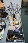 Decorative Ornaments, Figurines, and a Photo Tree