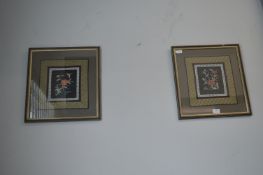 Pair of Eastern Woven Framed Silks