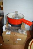 Von Chef Cast Iron Enamel Fondue Set