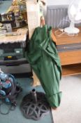 2m Green Hand Push Parasol plus Metal Stand