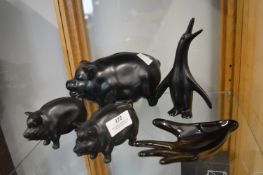 Black Pottery Piggybanks etc.