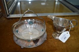 Hallmarked Sterling Silver Cream Jug plus Glass Di