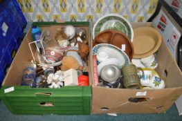Two Boxes of Kitchenware and Household Goods, Deco