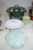Enamel Bread Bin and Pots, etc.