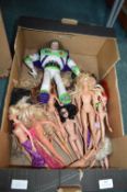 Children's Dolls Including Barbie and Buzz Lightye