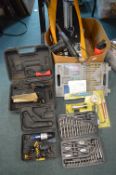 Assorted Tools Including Drills, Bit Sets, etc.