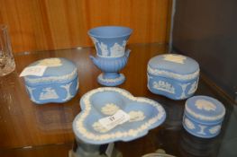 Wedgwood Blue & White Jasperware Trinket Boxes etc
