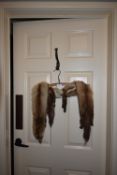Fur Stole, Coat Hook, and Bakelite Fingerplate