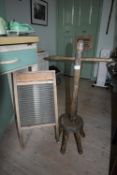 Pine Dolly Stick and Glass Washboard