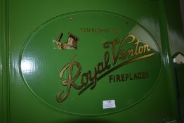 1950’s Oval Glass Advertising Panel for Royal Fenton Fireplaces