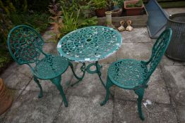 Painted Aluminium Patio Table with Two Chairs