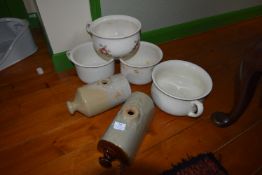 Collection of Chamber Pots and Hot Water Bottles