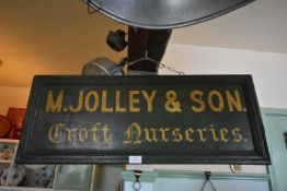 Double Side Painted Advertising Sign Jolley & Son Croft Nurseries (Approx 70 Years Old)