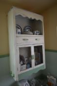 Painted Pine Kitchen Cabinet with Wire mesh Front and Bakelite Handles