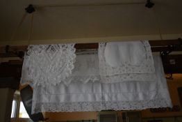 Lazy Susan Clothes Airer, Victorian Pillowcase, Doilies, etc.