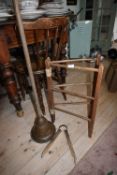 Child’s Size Clothes Horse, Copper Posher, and Washing Tongs