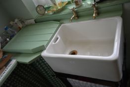 Ceramic Belfast Sink with Painted Pine Draining Board, and Stand