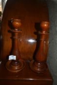 Pair of Turned Wood Candlesticks