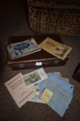 Small Vintage Case Containing Ephemera, Bill Heads, Advertising Paper, etc.