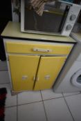 1950’s Yellow Painted Formica Topped Kitchen Cabinet