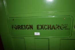 Vintage Door Sign “Foreign Exchange” with Bevelled Edge Glass