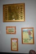 Framed Map plus Golfing Prints and Jig Saw, etc.